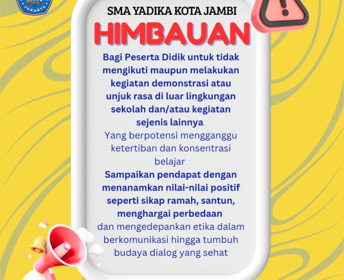 Himbauan Resmi SMA Yadika Kota Jambi untuk Peserta Didik